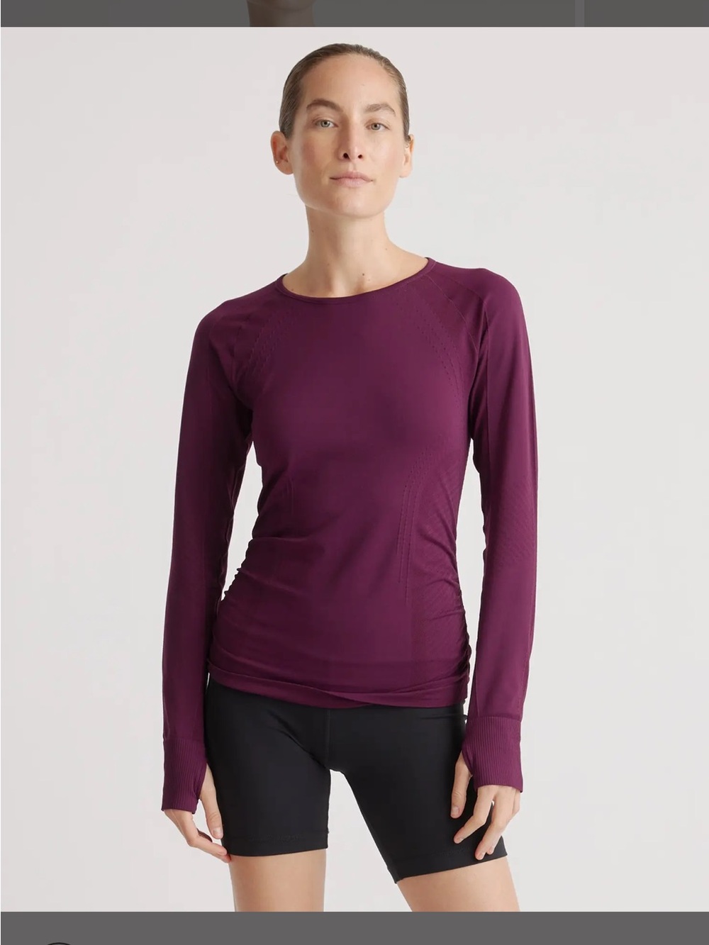 Quince Plum Long-Sleeve Crew Neck compression Top worn once